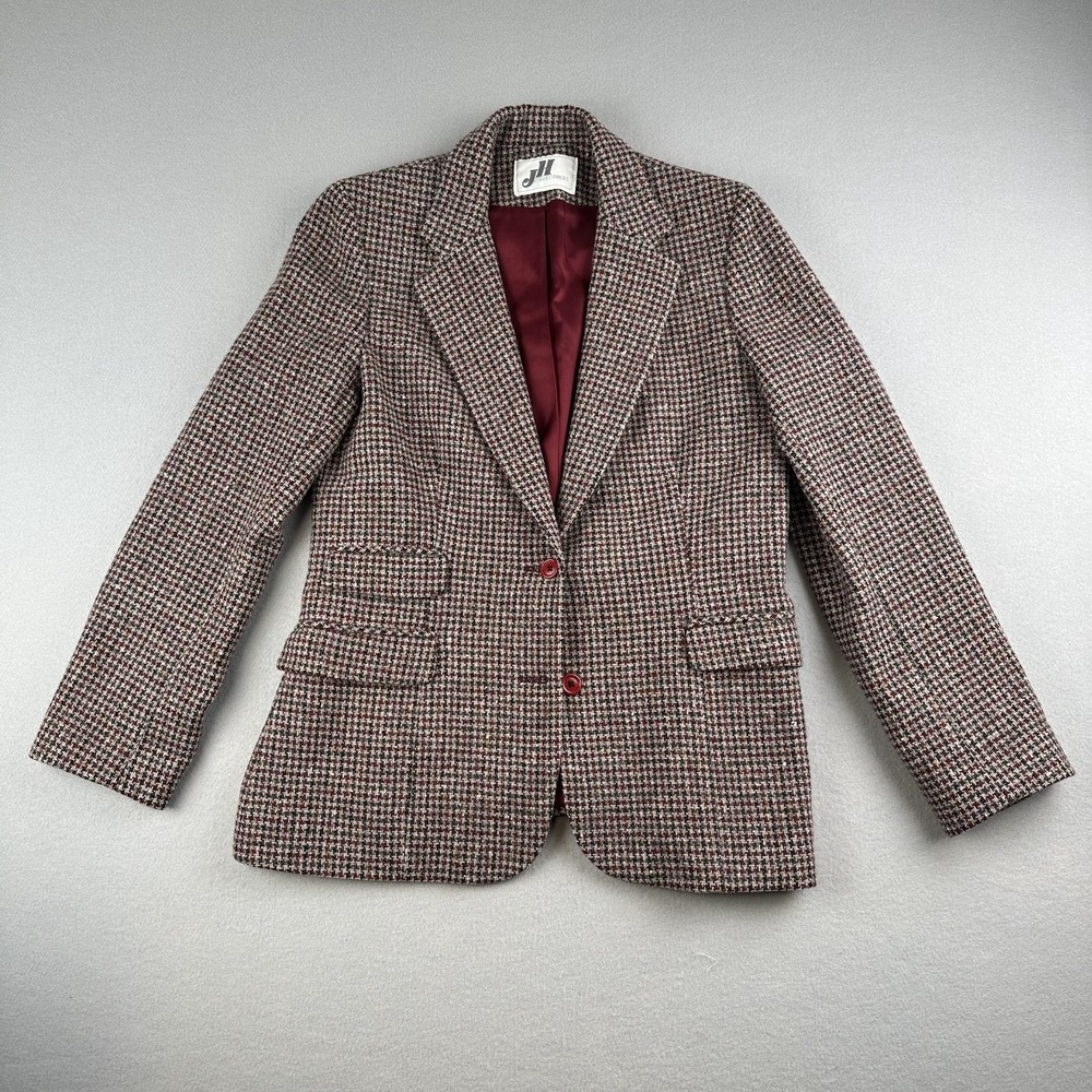 Vintage JH Collectibles Herringbone 100% Wool Blazer ILGWU Made In‎ USA Size 7